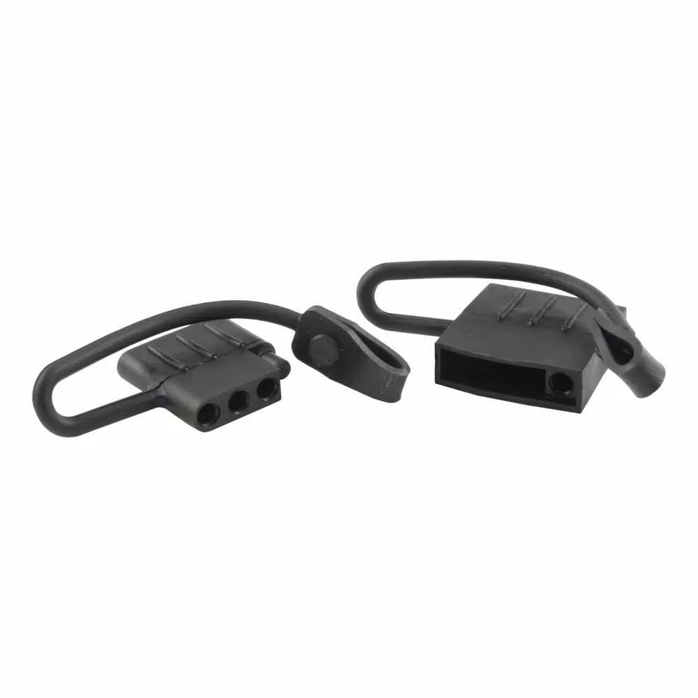 CURT 4-Way Flat Connector Dust Cover Set - Black Rubber Trailer Plug and Socket Covers