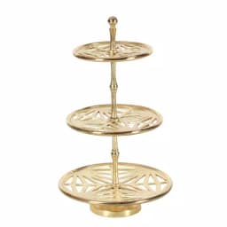 LITTON LANE Modern Reflections 3-Tier Gold Aluminum Tray Stand with Geometric Cut-Outs, 12 x 21 in. thumbnail 2