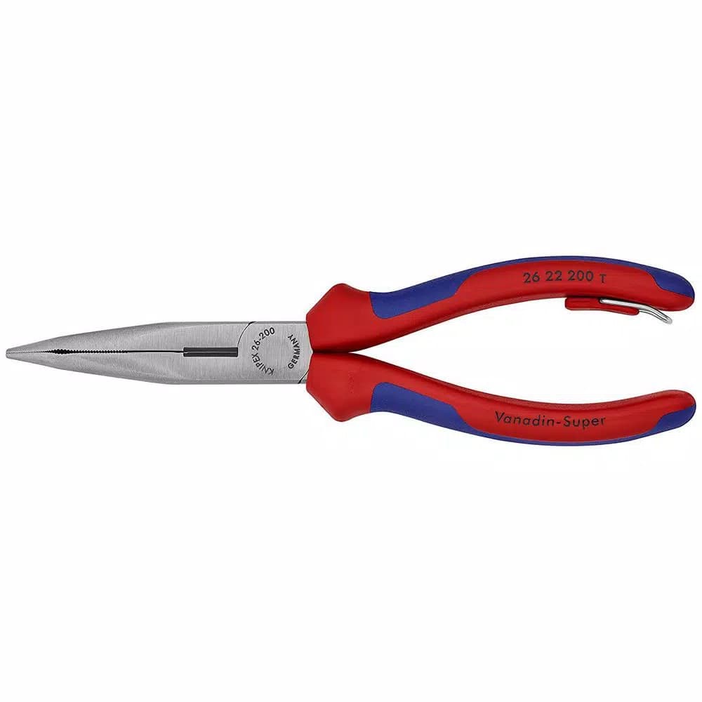 KNIPEX 8 in. Angled Long Nose Pliers with Side Cutter and Tether Attachment