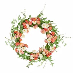 Worth Imports 22 in. Pastel Flower Silk Wreath - Peach, Cream and Coral Spring Decor thumbnail 1