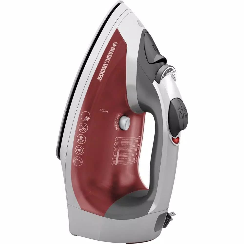 BLACK+DECKER Xpress Steam Iron with Stainless Steel Soleplate and Retractable Cord Reel, Red