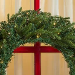 Home Accents Holiday 30 in. Mayfield Pre-Lit LED Artificial Balsam Fir Christmas Wreath with 35 Warm White Micro Dot Lights thumbnail 5