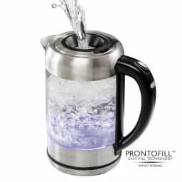 Ovente KG612S 1.7L Glass Electric Kettle, 1500W Silver Stainless Steel with Blue LED Light thumbnail 1