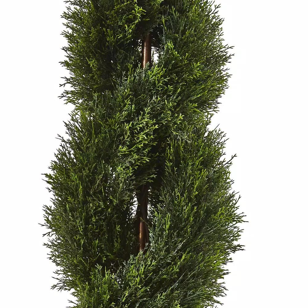 Nearly Natural Double Pond Cypress Spiral Topiary - 4ft UV Resistant Faux Plant for Indoor/Outdoor Use