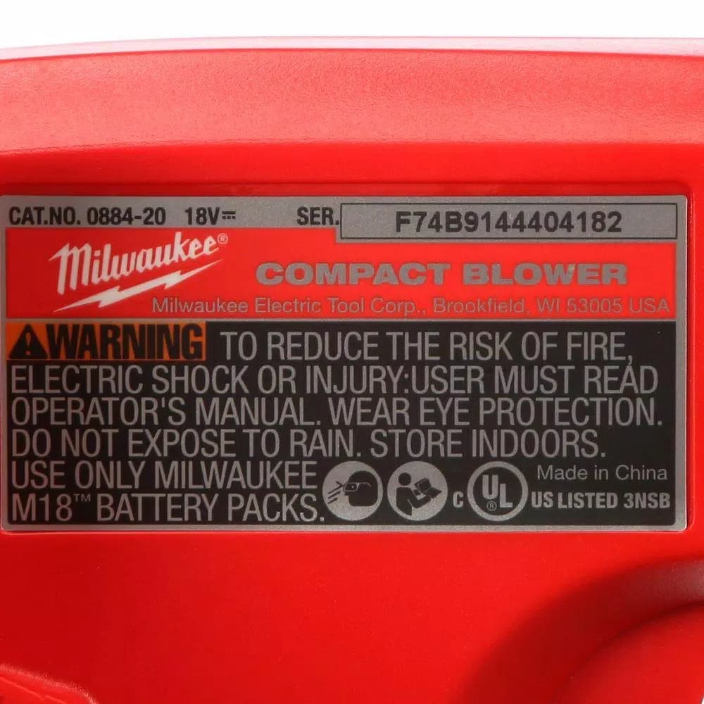Milwaukee M18 18V Lithium-Ion Cordless Compact Blower (Tool-Only)