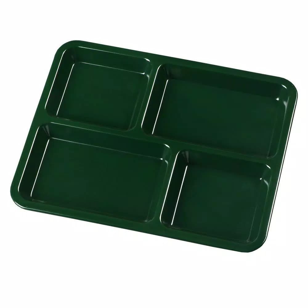 Carlisle 8.5 x 11 in. Melamine 4-Compartment Cafeteria Trays, Forest Green (Case of 12)