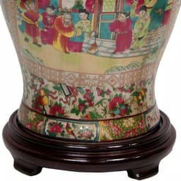 Oriental Furniture 18 in. Red Porcelain Temple Jar Vase with Removable Lid thumbnail 2