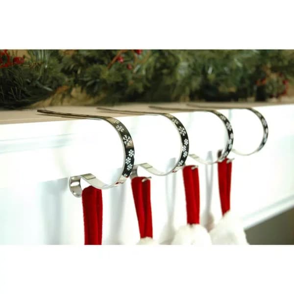 Original MantleClip MantleClip Silver Metal Snowflake Stocking Holders, 2.5 in. (4-Pack)