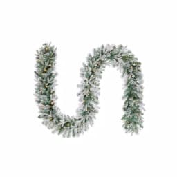 Home Accents Holiday 9 ft. Pre-Lit Flocked Frasier Fir LED Garland with Timer thumbnail 1