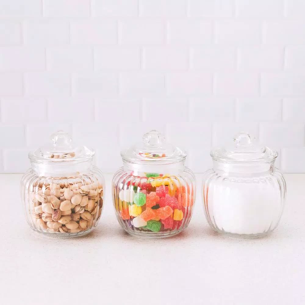 Home Basics 3-Piece Glass Canister Set with Airtight Lids for Food Storage