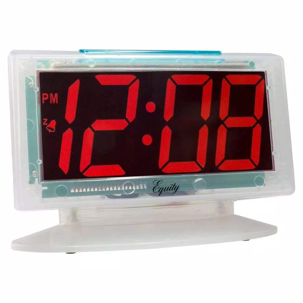 Equity by La Crosse Clear 1.8 in. Red LED Digital Alarm Table Clock with Battery Backup
