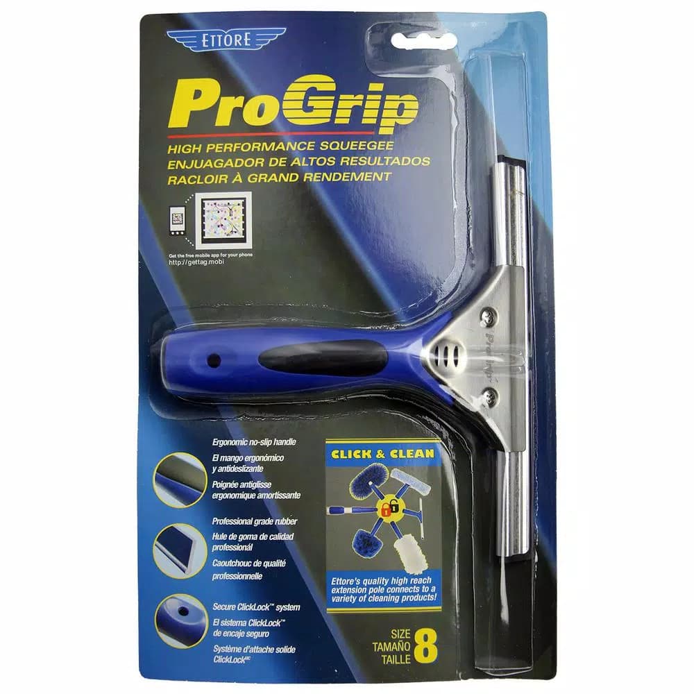 Ettore ProGrip 8 in. Window Squeegee with Ergonomic No-Slip Handle