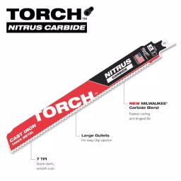 Milwaukee 12 in. Torch Nitrus Carbide 7 TPI Reciprocating Saw Blades, 5-Pack thumbnail 3