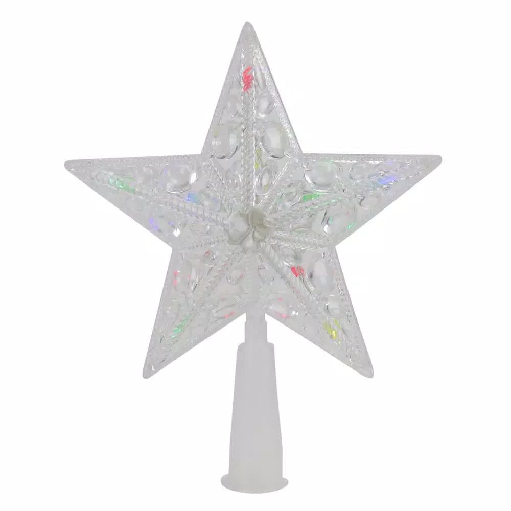 Northlight 6 in. Clear Crystal Jeweled Star LED Christmas Tree Topper with Multi-Color Lights