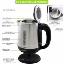 Ovente 1.2L Stainless Steel Electric Kettle, 1100W BPA-Free Rapid Boil Kettle with Auto Shut-Off thumbnail 2
