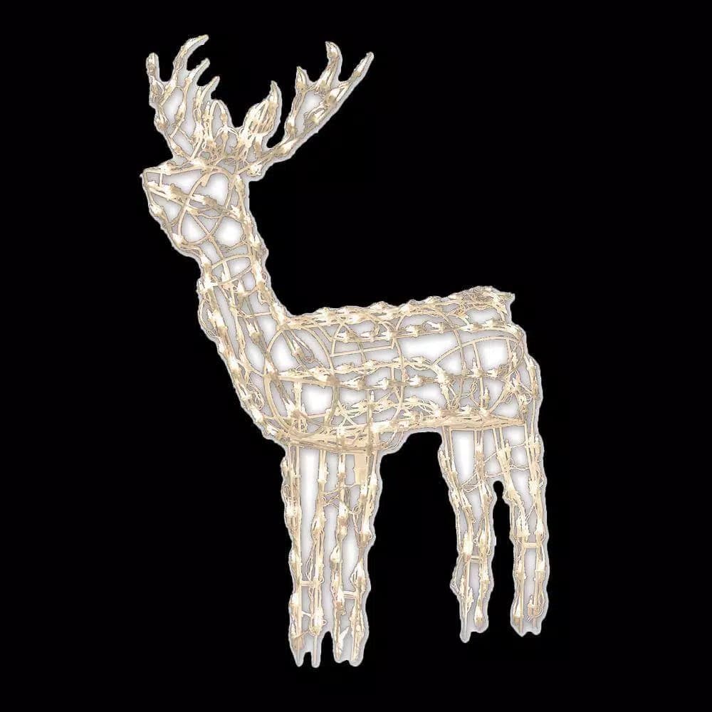 Unbranded Brite Star 48 in. 150-Light Standing Buck Sculpture Wireframe Outdoor Holiday Decoration