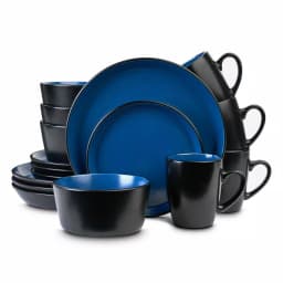 STONE LAIN 32-Piece Blue and Black Stoneware Dinnerware Set, Service for 8 thumbnail 1