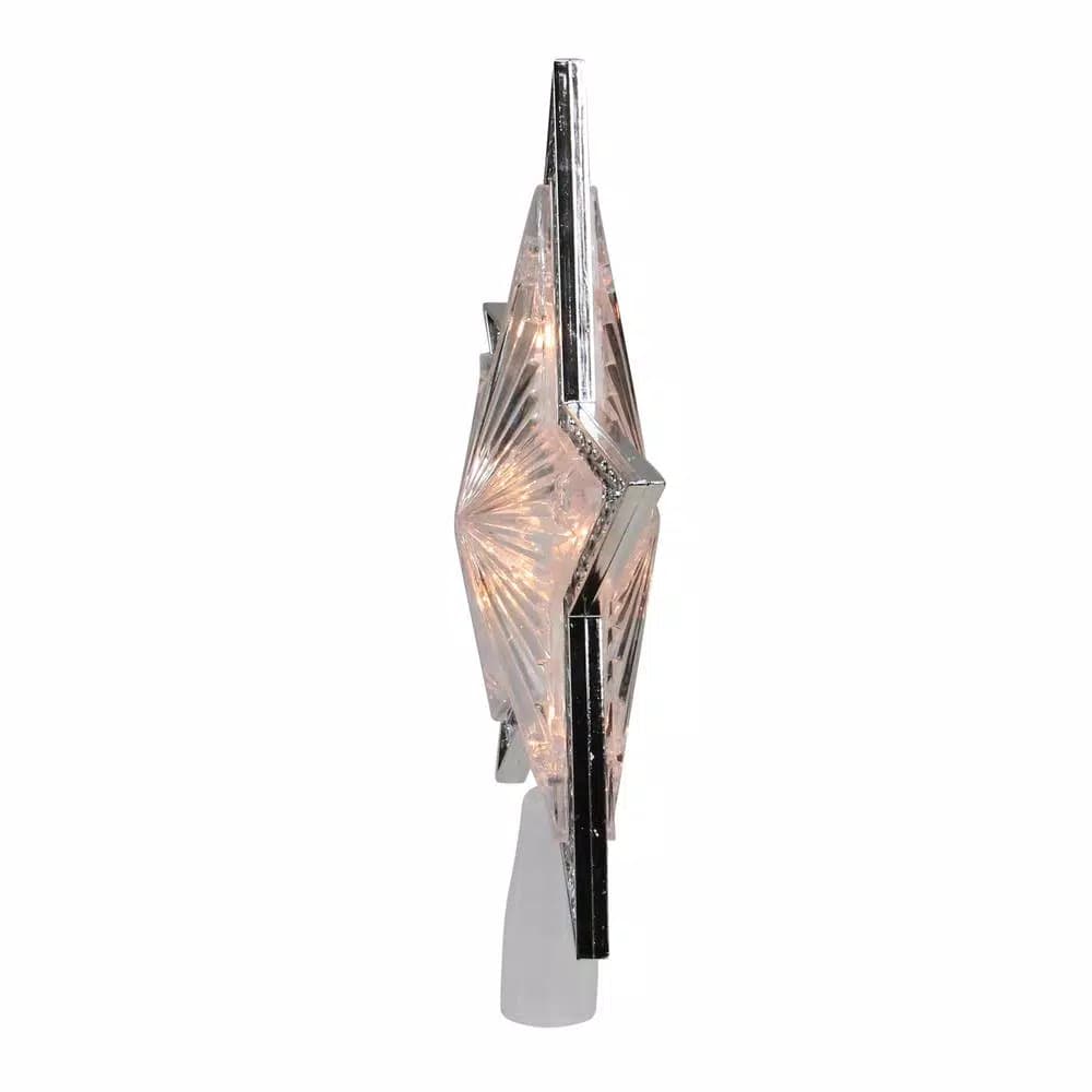 Northlight 9 in. Silver and Clear Crystal 5-Point Star Christmas Tree Topper, Prelit