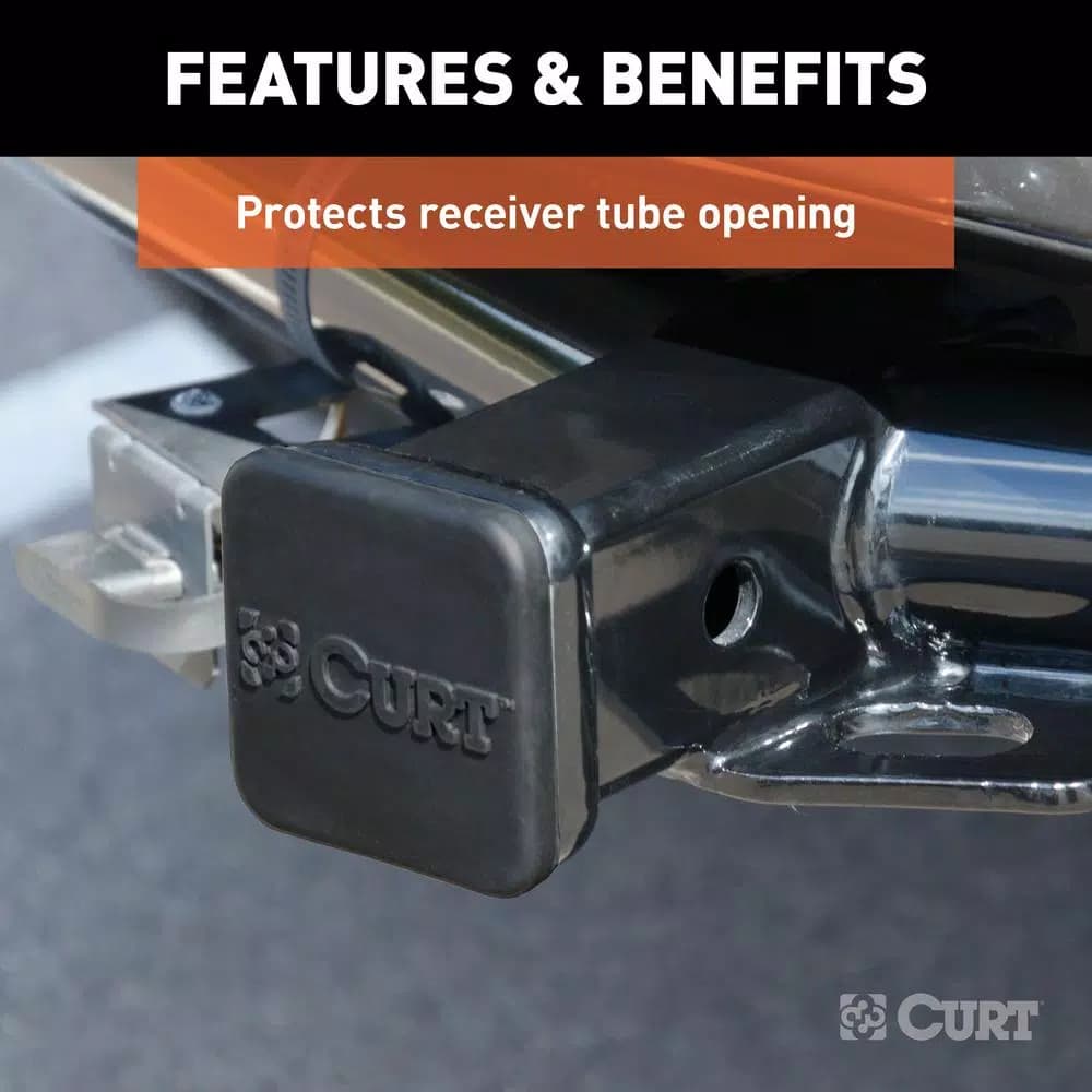 CURT 2" Rubber Trailer Hitch Receiver Tube Cover, Black