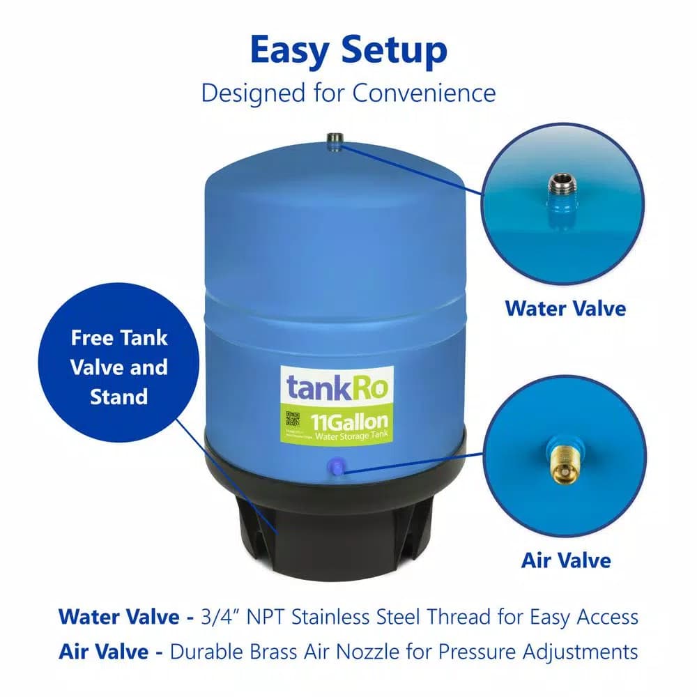 Express Water 11 Gallon Reverse Osmosis Storage Pressure Tank - 8 Gallon Capacity RO Water Filtration Expansion Tank