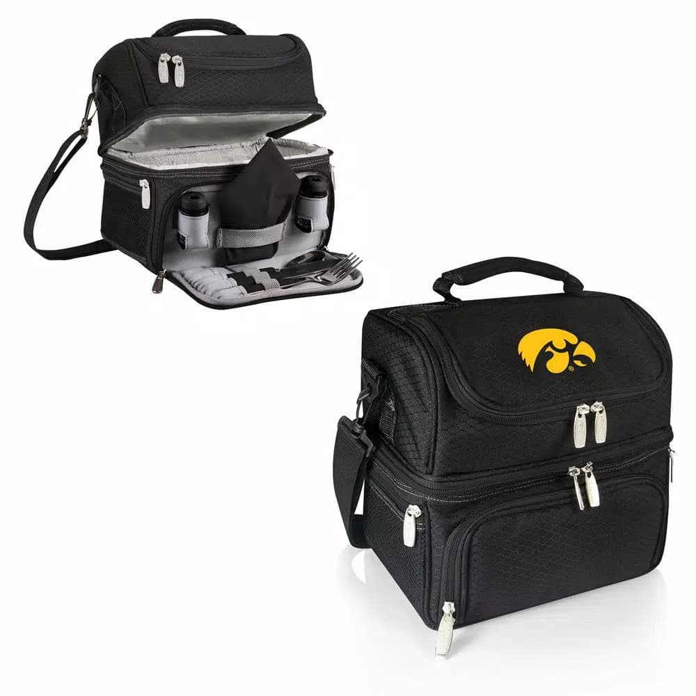 ONIVA Pranzo Iowa Hawkeyes Black Insulated Lunch Bag with Cutlery Set