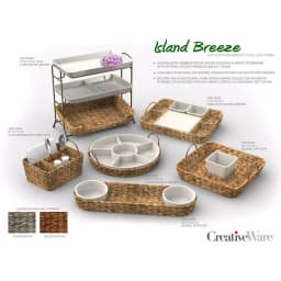 Unbranded CreativeWare Island Breeze 6-Compartment Ceramic Stoneware Server with Water Hyacinth Basket thumbnail 7