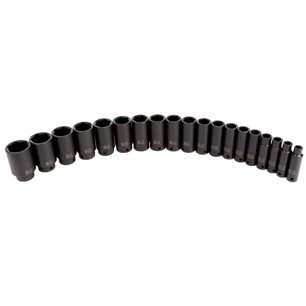 SUNEX TOOLS Sunex 2641 1/2 in. Drive Deep SAE Impact Socket Set, 19-Piece