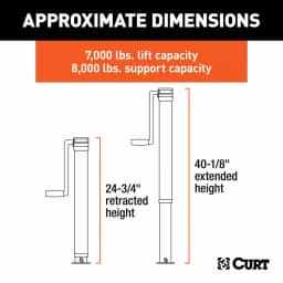 CURT Direct-Weld Square Trailer Jack with Side Handle, 8,000 lbs. Support, 15 in. Travel thumbnail 5
