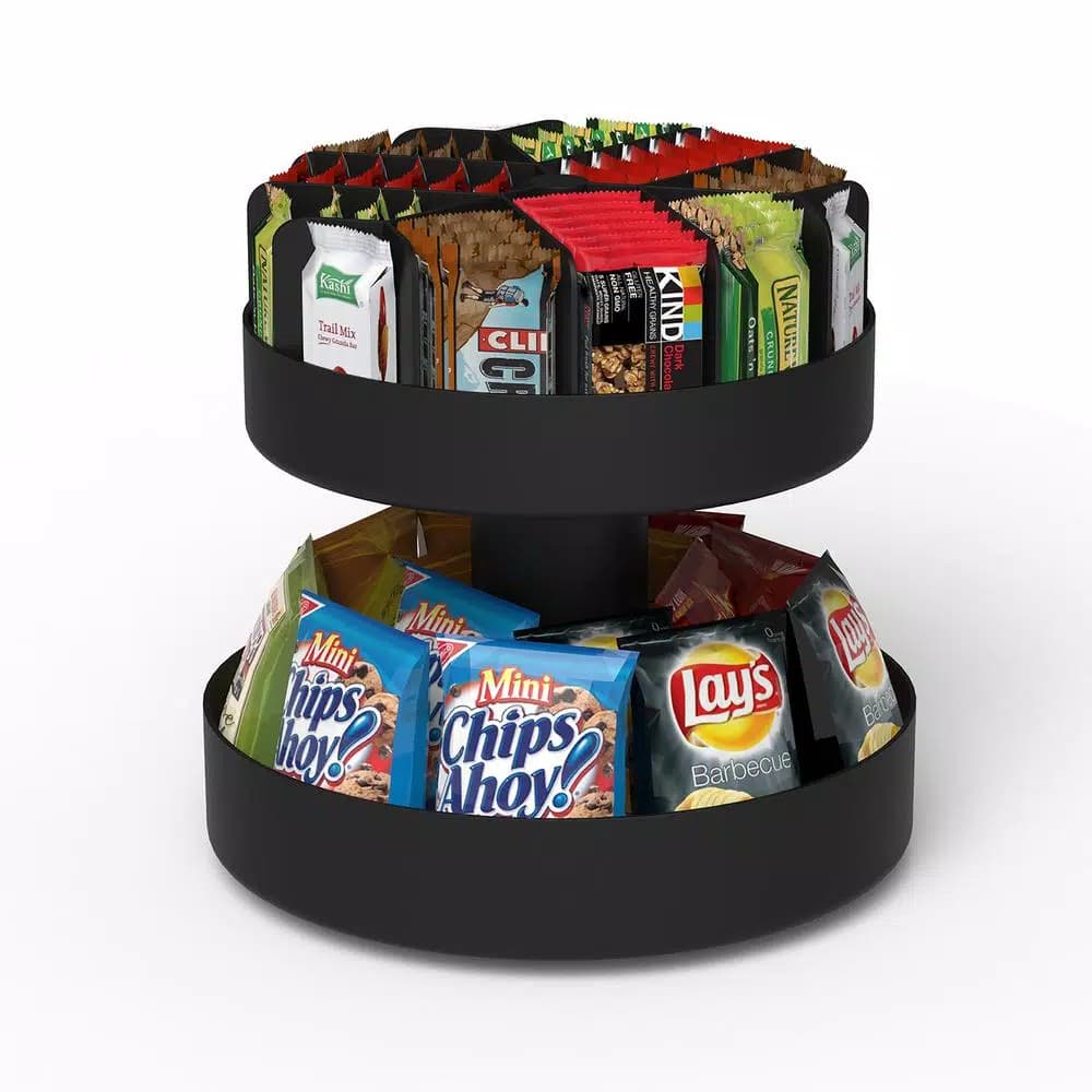 Mind Reader Black Coffee Condiment and Snack Organizer Station with Lazy Susan