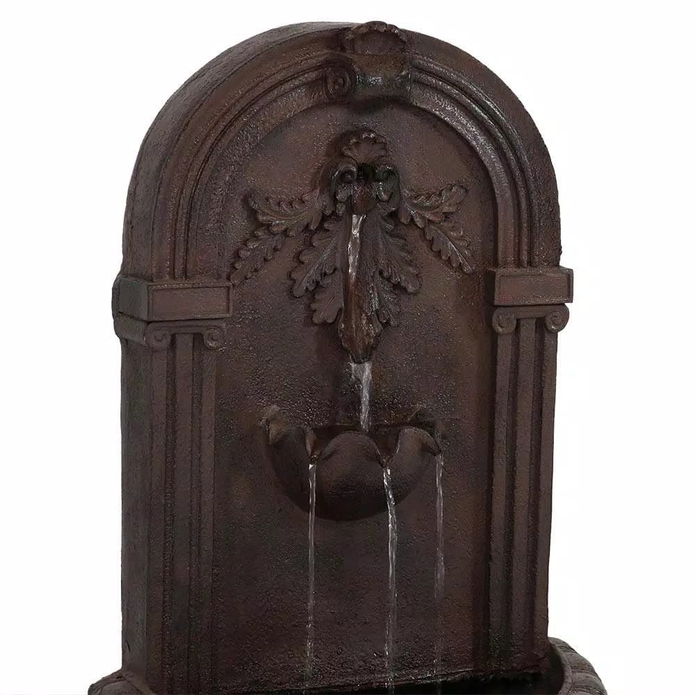 Sunnydaze Decor Florence Iron Lead Finish Solar Outdoor Wall Fountain - Decorative Resin Water Feature