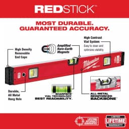 Milwaukee REDSTICK Magnetic Box and Torpedo Level Set with 48 in. Storage Bag thumbnail 3