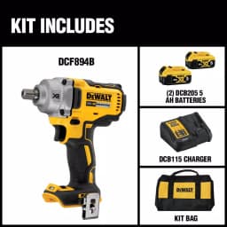 DEWALT 20V MAX XR 1/2 in. Mid-Range Brushless Cordless Impact Wrench Kit with (2) 5.0Ah Batteries thumbnail 2