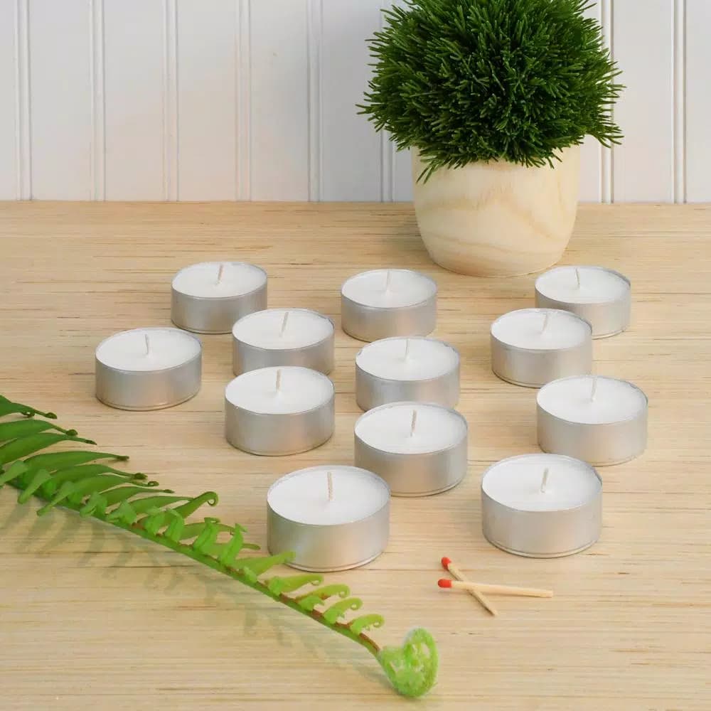 LUMABASE Mega Extra Large White Tea Light Candles, Unscented Paraffin Wax, 12-Count