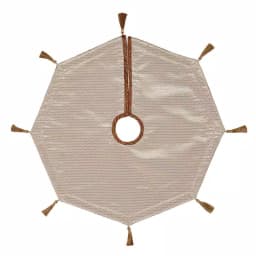 VHC Brands Soleil 21 in. Candy Apple Red & Bronze Jacquard Christmas Mini Tree Skirt with Gold Tassels thumbnail 2