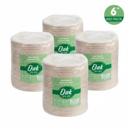 Unbranded 6 in. Natural Sugarcane Plates, Biodegradable & Compostable, 600 Pack thumbnail 2