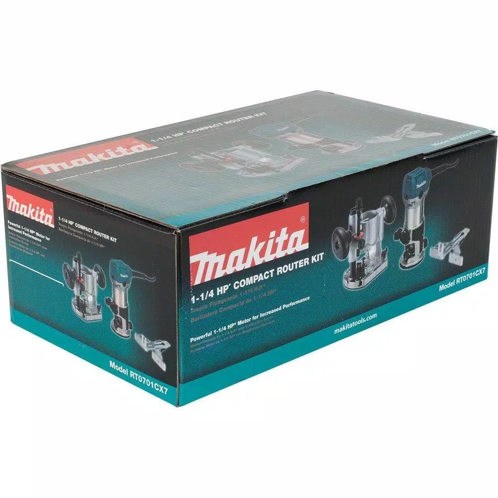 Makita 1-1/4 HP 6.5 Amp Compact Corded Router Kit with Plunge Base and Variable Speed