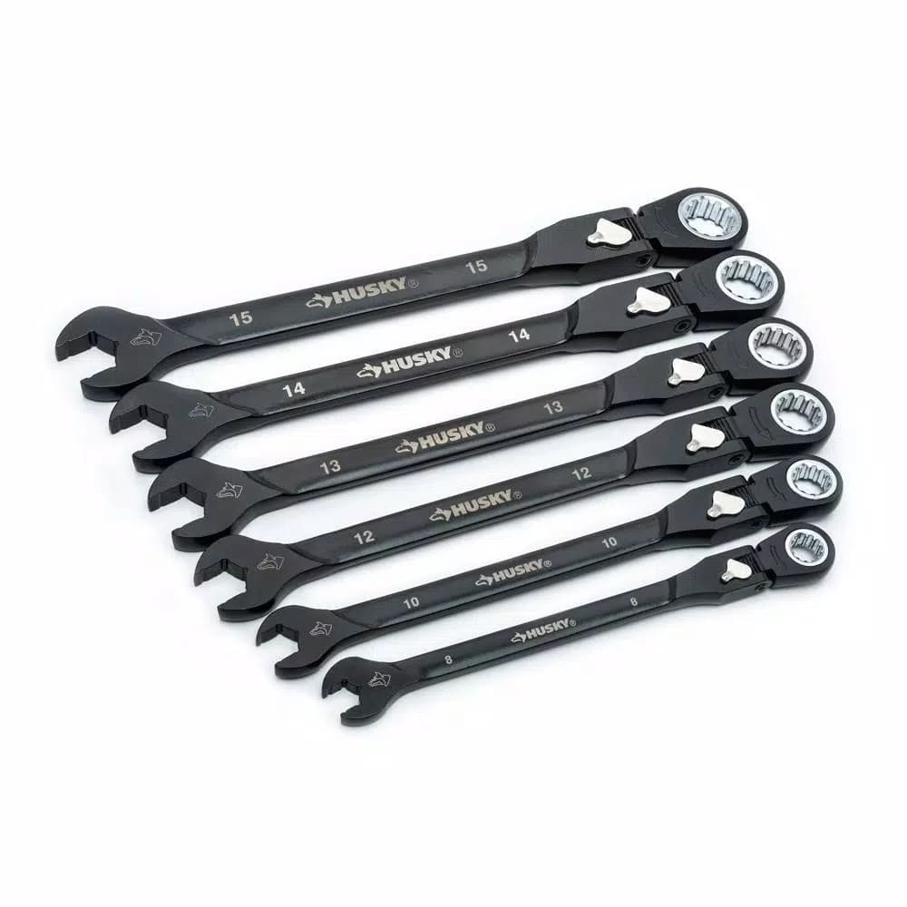 Husky 6-Piece Metric 100-Position Flex-Head Ratcheting Wrench Set
