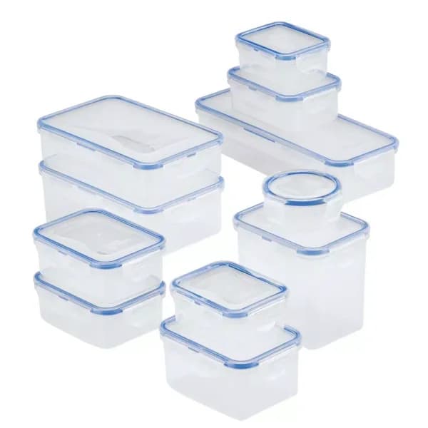 Lock & Lock Easy Essentials 22-Piece Food Storage Container Set, Airtight & Leakproof Plastic Containers
