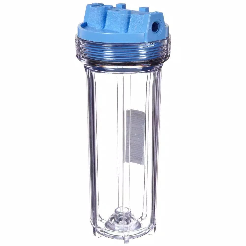 Pentek 158116 Slim Line Filter Housing, 1/4 in. Clear/Blue, for 10 x 2.5 in. Cartridges