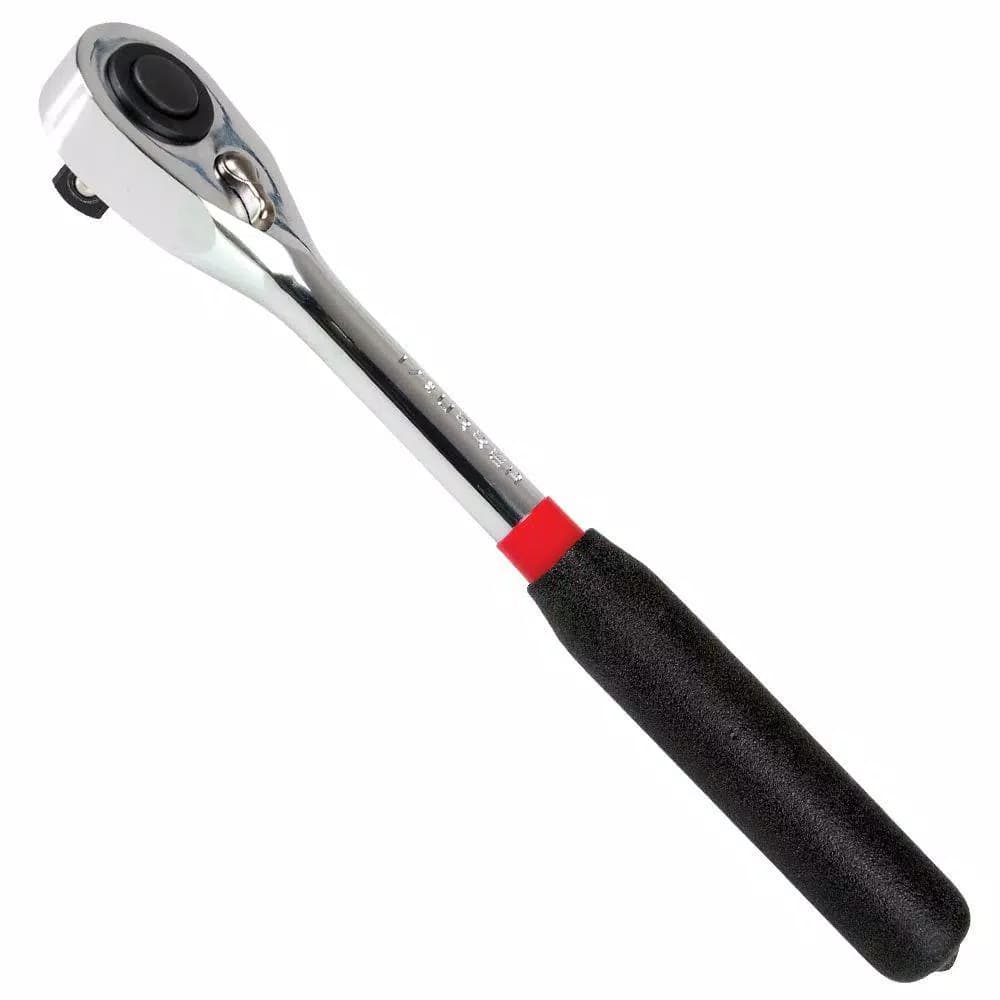 URREA 1/2 in. Drive Reversible Chrome Ratchet with Rubber Grip, 48-Tooth