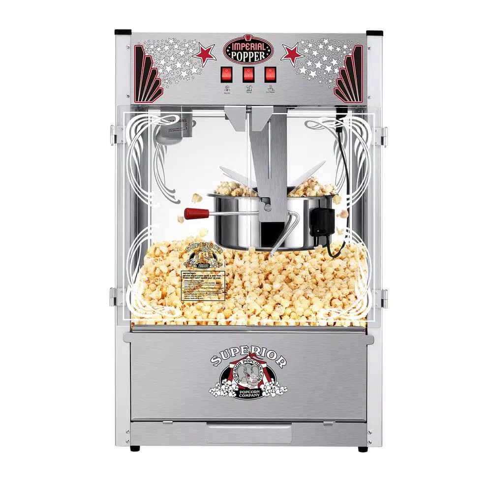 Unbranded Superior Popcorn Company 20 oz. Stainless Steel Tabletop Popcorn Maker Machine - Theater Style Popper Set