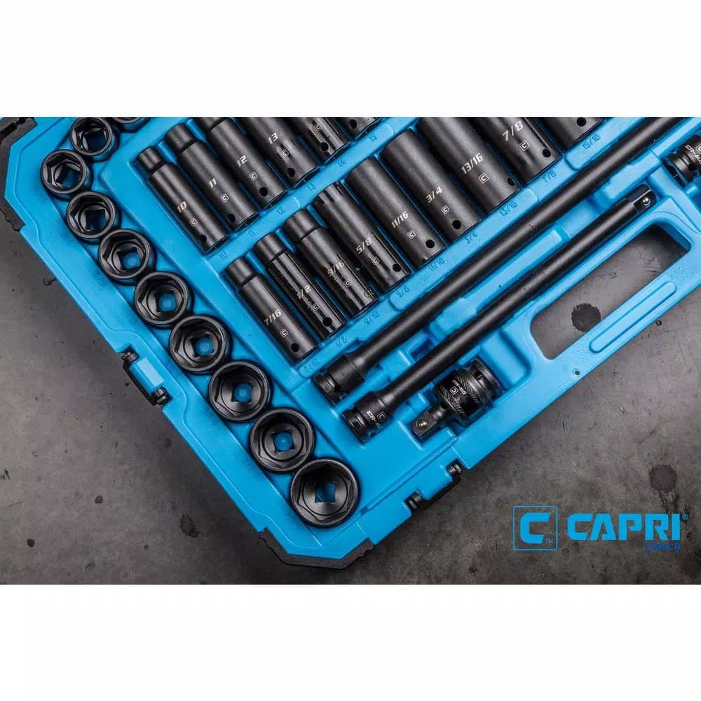 Capri Tools 61-Piece 1/2 in. Drive SAE/Metric Master Impact Socket Set with Extensions & Universal Joint