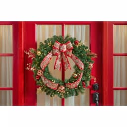 Home Accents Holiday Home Holiday Accents 30 in. Royal Easton Pre-Lit Artificial Pine Wreath with Warm White LED Lights thumbnail 2