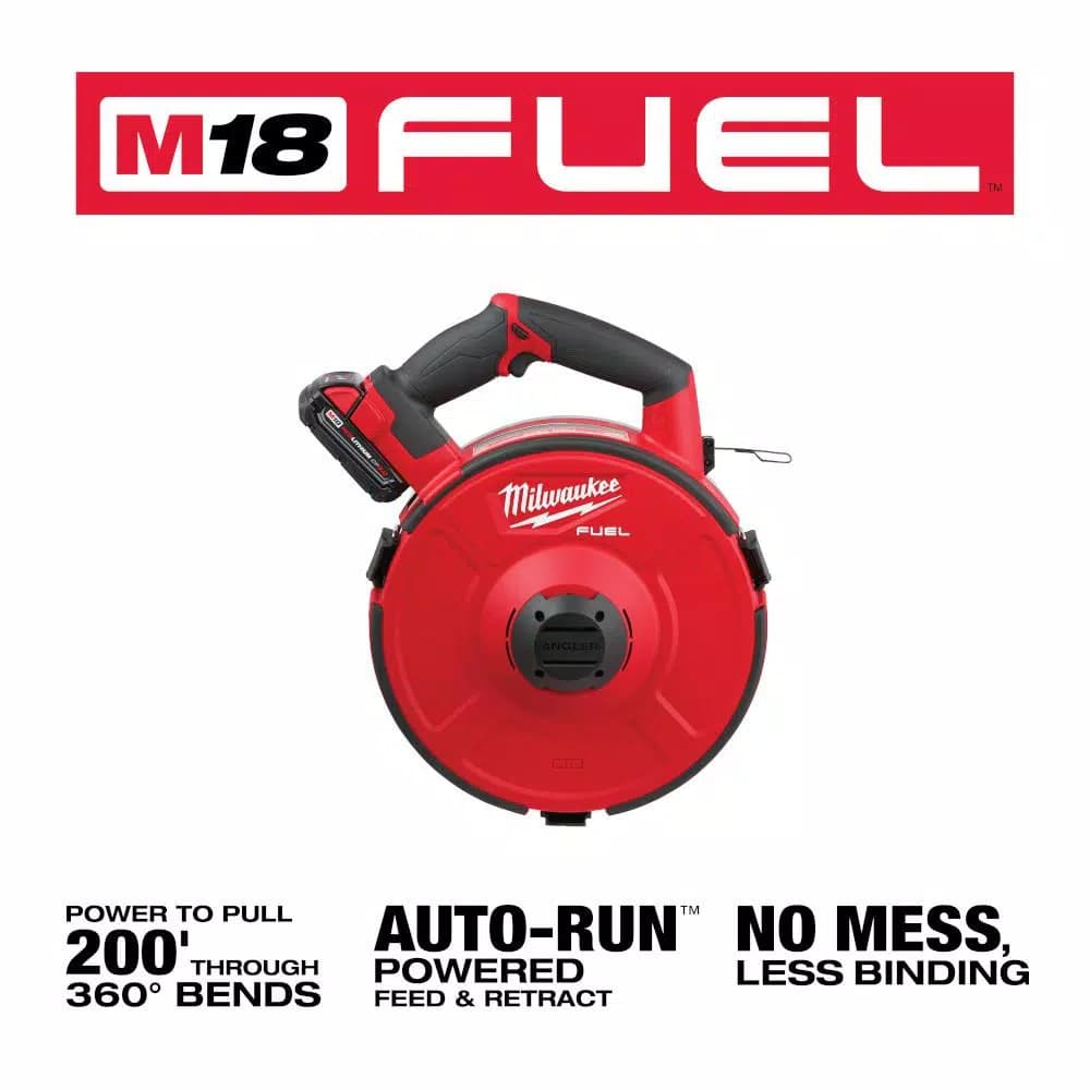 Milwaukee M18 FUEL Angler 120 ft. Steel Pulling Fish Tape Kit with (2) 2.0 Ah Batteries