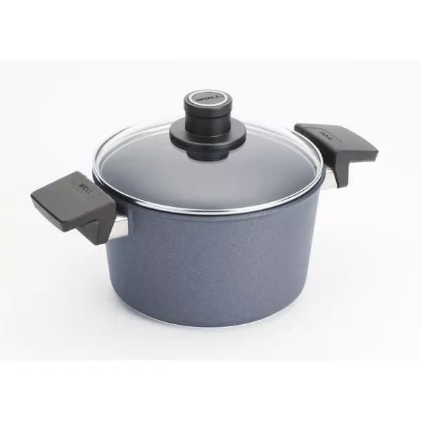 Woll Diamond Lite Induction 3.2 Qt. Cast Aluminum Nonstick Stock Pot with Glass Lid, Gray