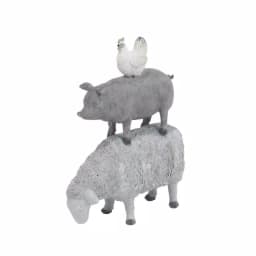 LITTON LANE 3-Stacked Barn Animals Polystone Sculpture - Farmhouse Sheep, Pig, and Chicken Statuary thumbnail 6