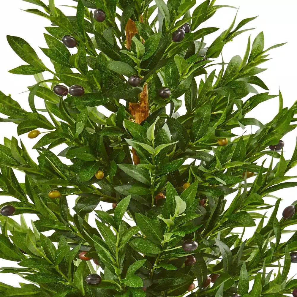 Nearly Natural 35-In. Artificial Olive Cone Topiary Tree in Terra Cotta Planter, UV-Resistant Indoor/Outdoor Decor