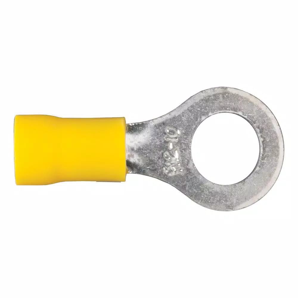 CURT Ring Terminals, 12-10 Gauge Wire, 5/16 in. Stud Size, Yellow, 100-Pack
