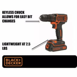 BLACK+DECKER 20V MAX Lithium-Ion Cordless 3/8 in. Drill/Driver Kit with 1.5 Ah Battery and Charger thumbnail 2