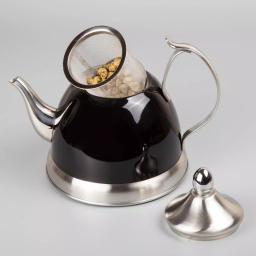 Creative Home Nobili-Tea 1.0 Qt. Stainless Steel Tea Kettle with Removable Infuser Basket, Filter Black thumbnail 4